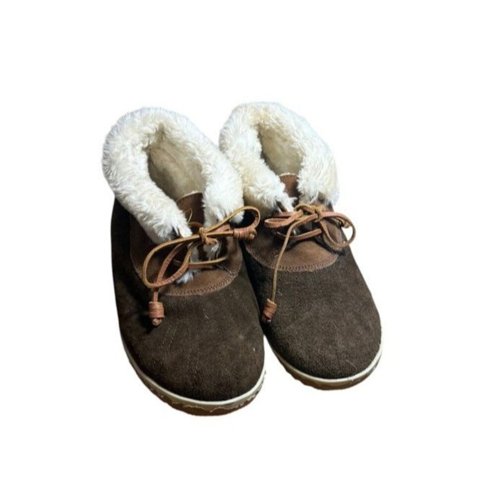Sperry Elayna Slipper Suede Womens Size 9 Faux Fur Rubber Sole Duck Boot Look
